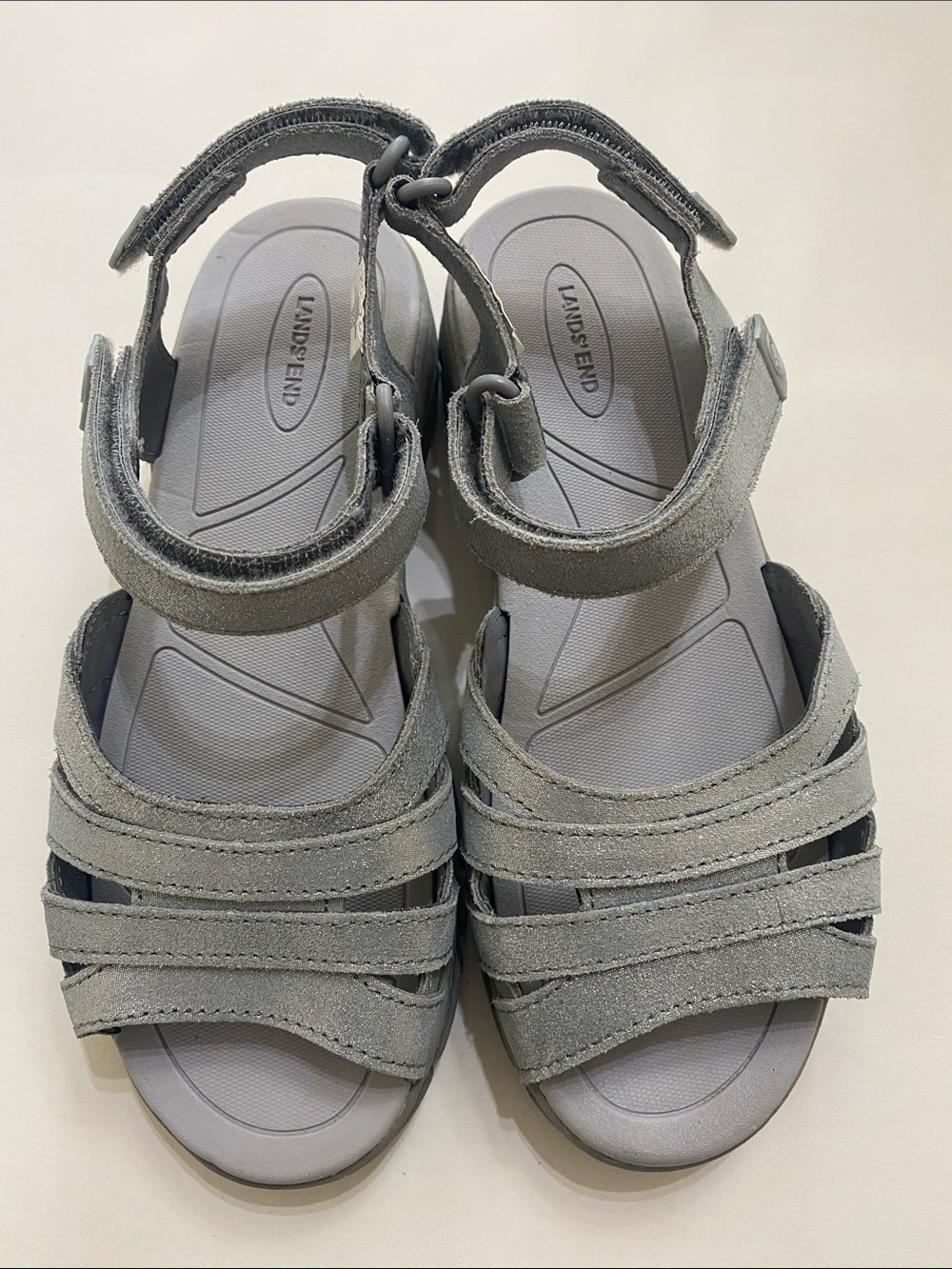 Lands' End metallic silver all weather walking sandals